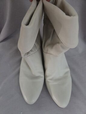 Frye Fold-Over Ankle Boots in Light Cream